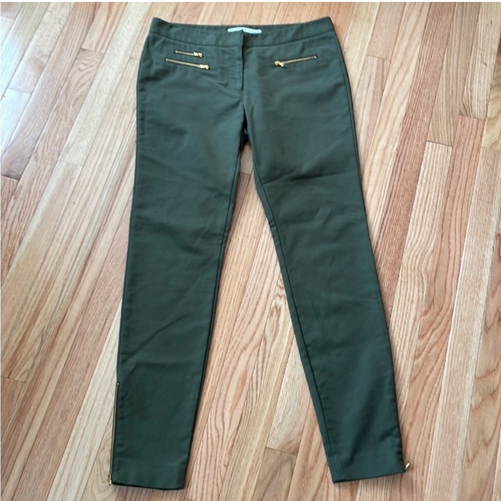 Veronica Beard Pants Womens 8 Green Roxy Ankle Crop Trousers High Rise Ladies